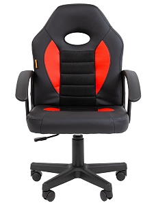 Детское компьютерное кресло CHAIRMAN KIDS 111, экокожа, черный/красный